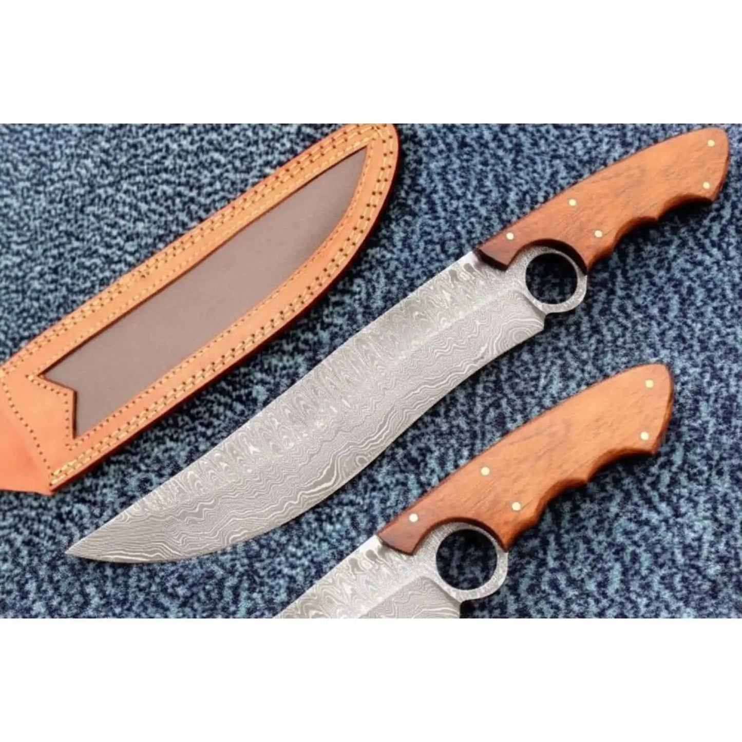Handmade Clip Point Bowie Knife Damascus Steel Finger Choil JW SteelCrafts