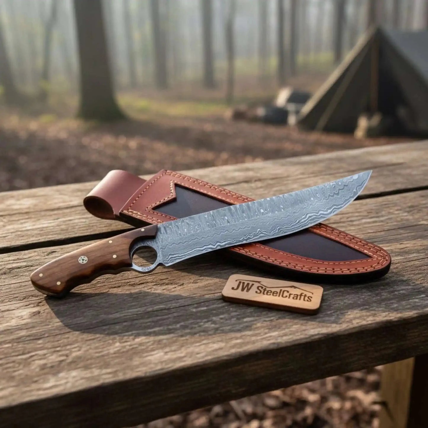 Handmade Clip Point Bowie Knife Damascus Steel Finger Choil JW SteelCrafts