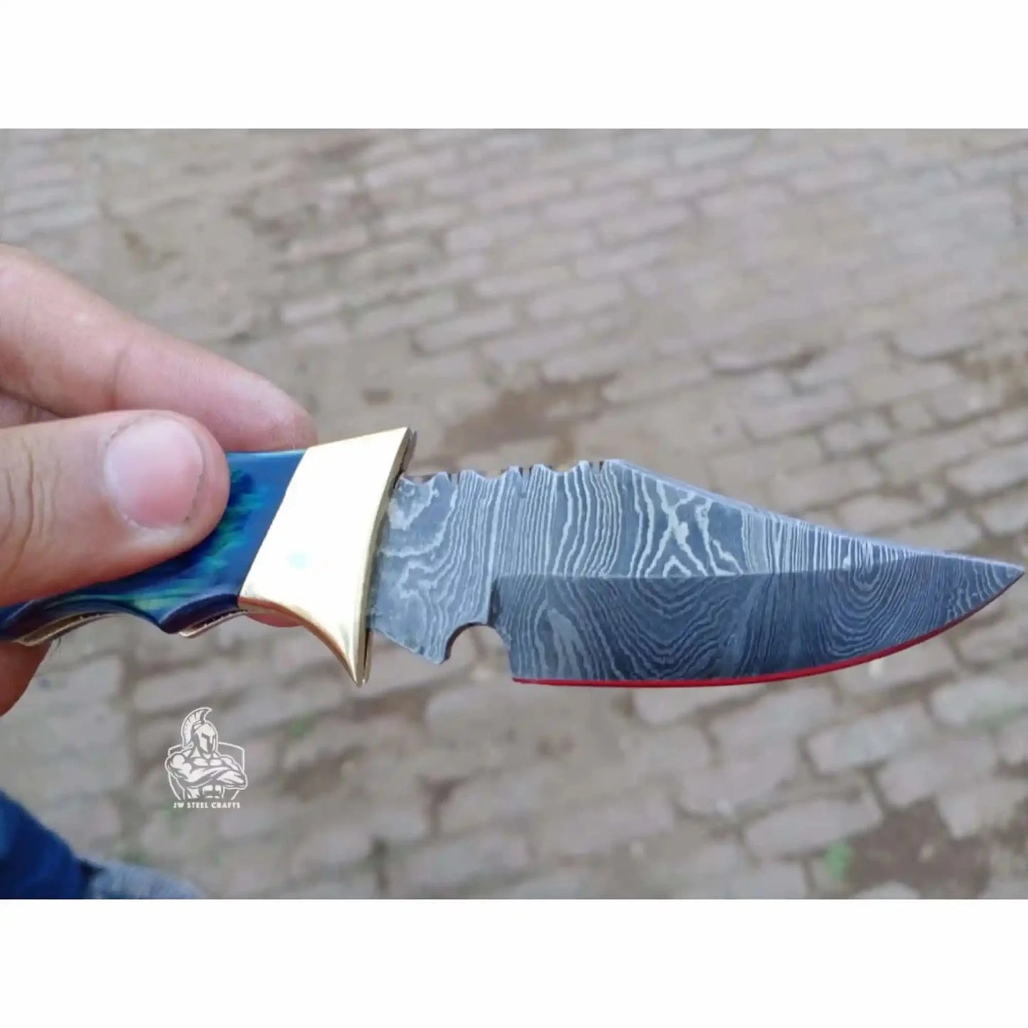 Handmade Damascus Pocket Knife | Colored Pakka Wood Folding EDC Knife