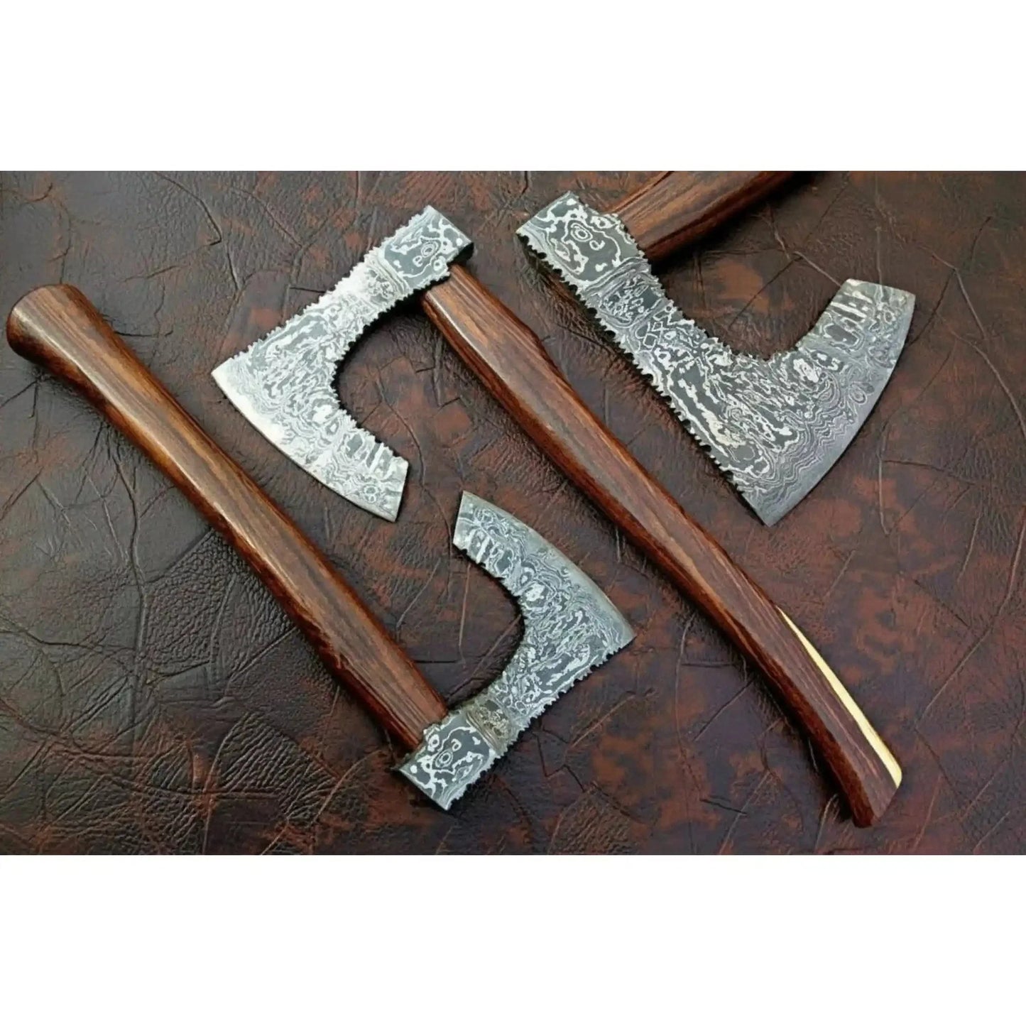 Custom Handmade Bearded Viking Axe with Damascus Steel Blade and Hardwood Handle | JW SteelCrafts