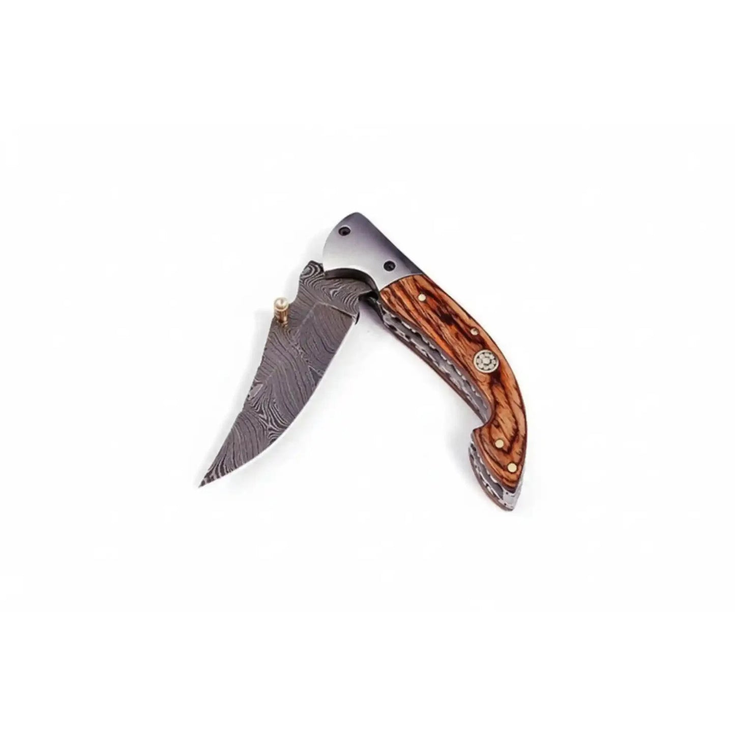 Handmade Damascus Steel Folding Knife with Exotic Wood Handle | Custom Pocket Knife | JW SteelCrafts