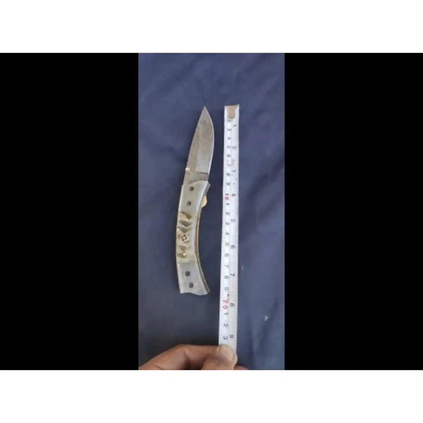 Handmade Damascus Steel Folding Knife with Natural Bone Handle – Custom Pocket Knife