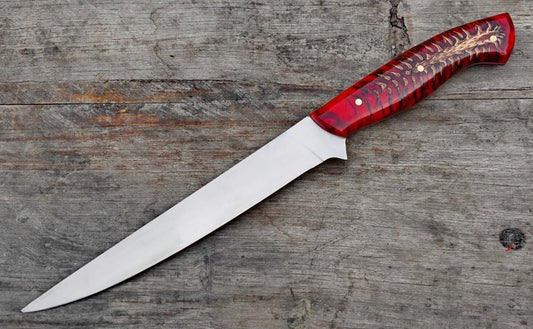 Professional Fillet Knife – 13" with Red Epoxy Resin Handle