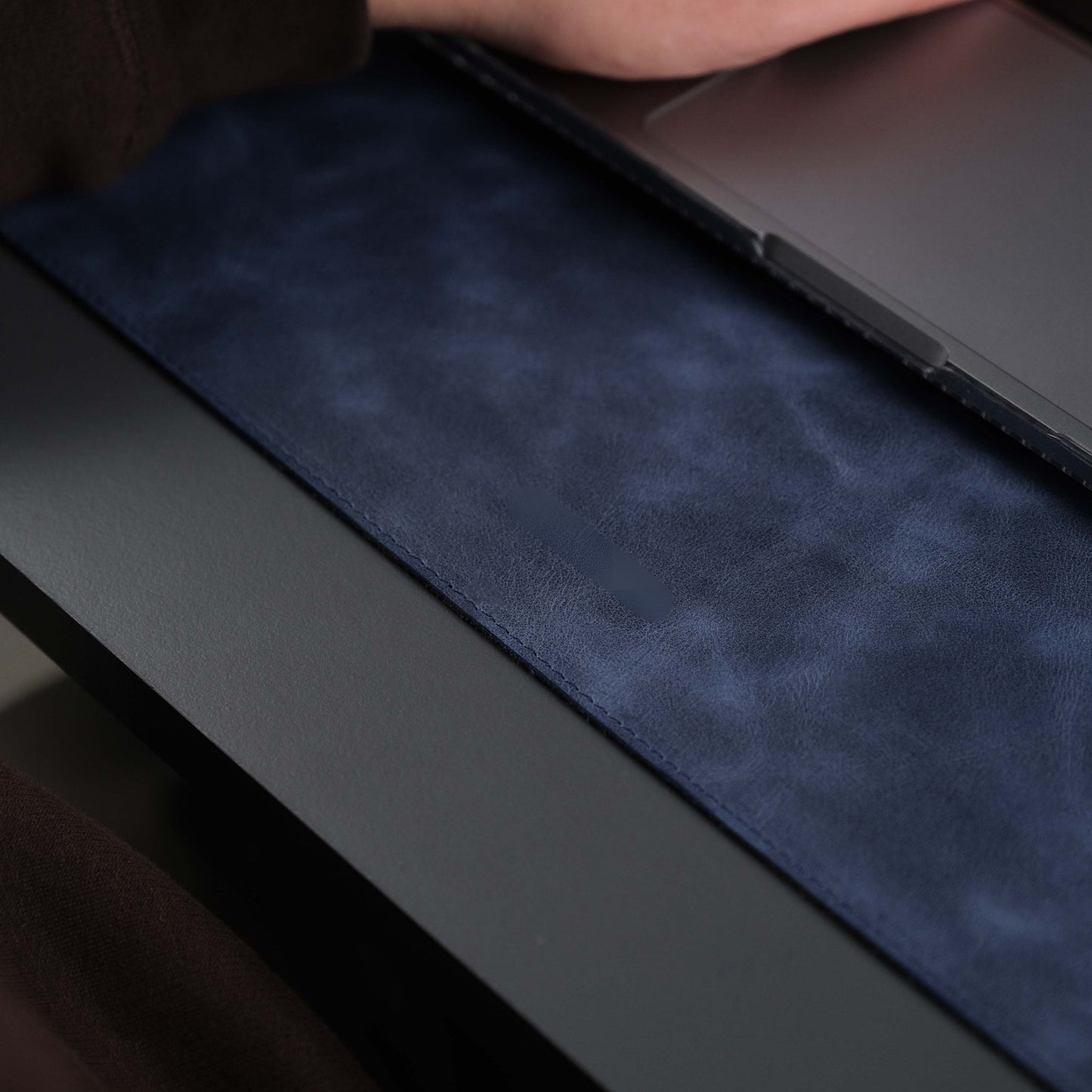 Jersey Navy Blue Leather Desk Pad for Office and Home