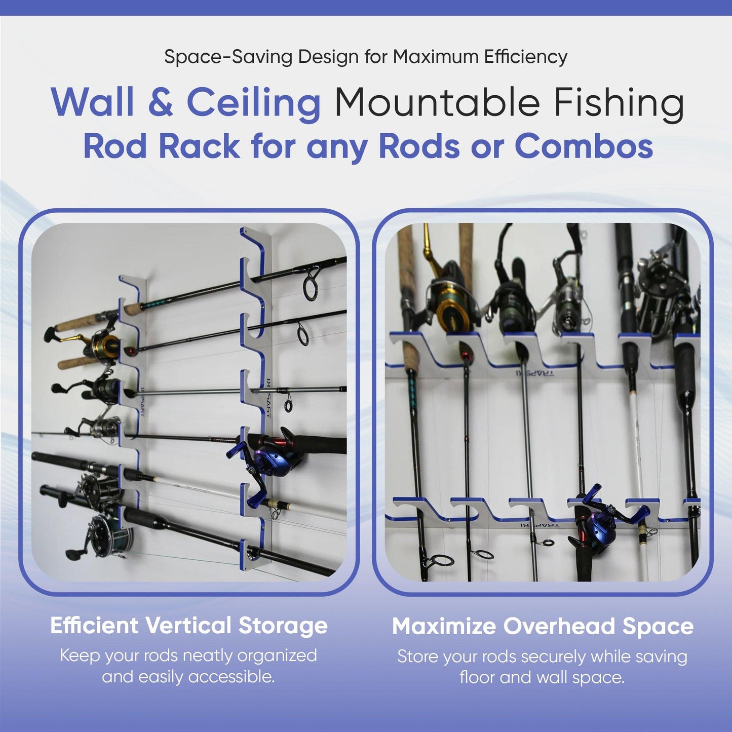 Made in the USA Premium Fishing Rod Racks | Wall or Ceiling or Boat Mounted