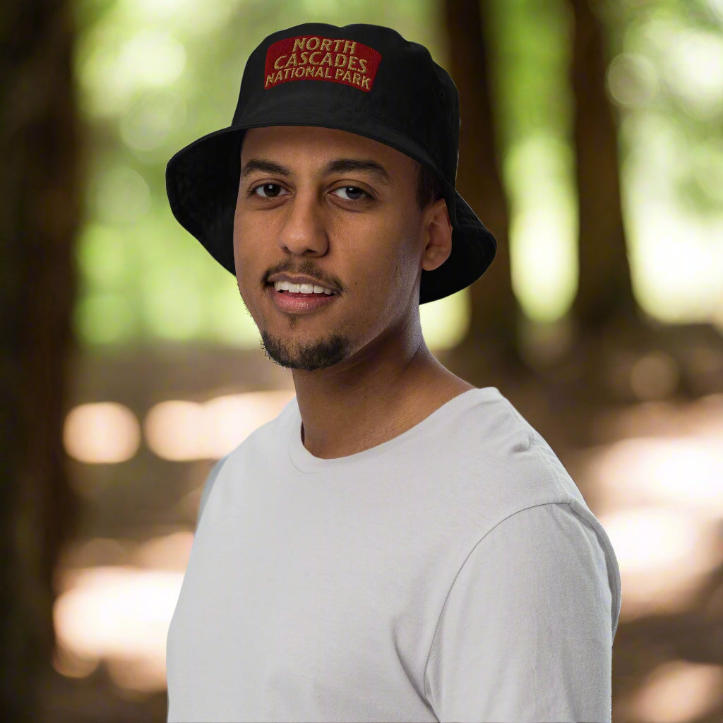 North Cascades National Park Organic Embroidered Bucket Hat