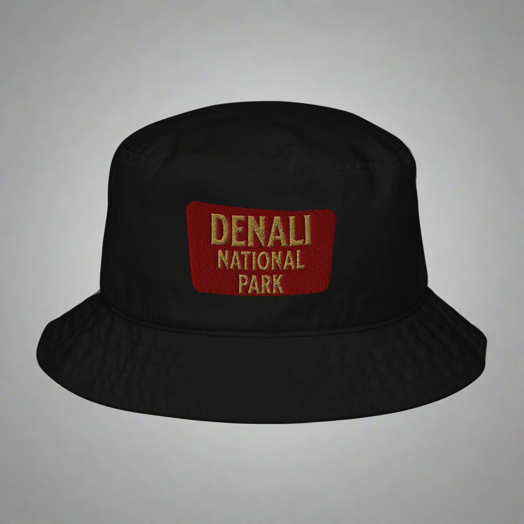 Denali National Park Sign Organic Embroidered Bucket Hat