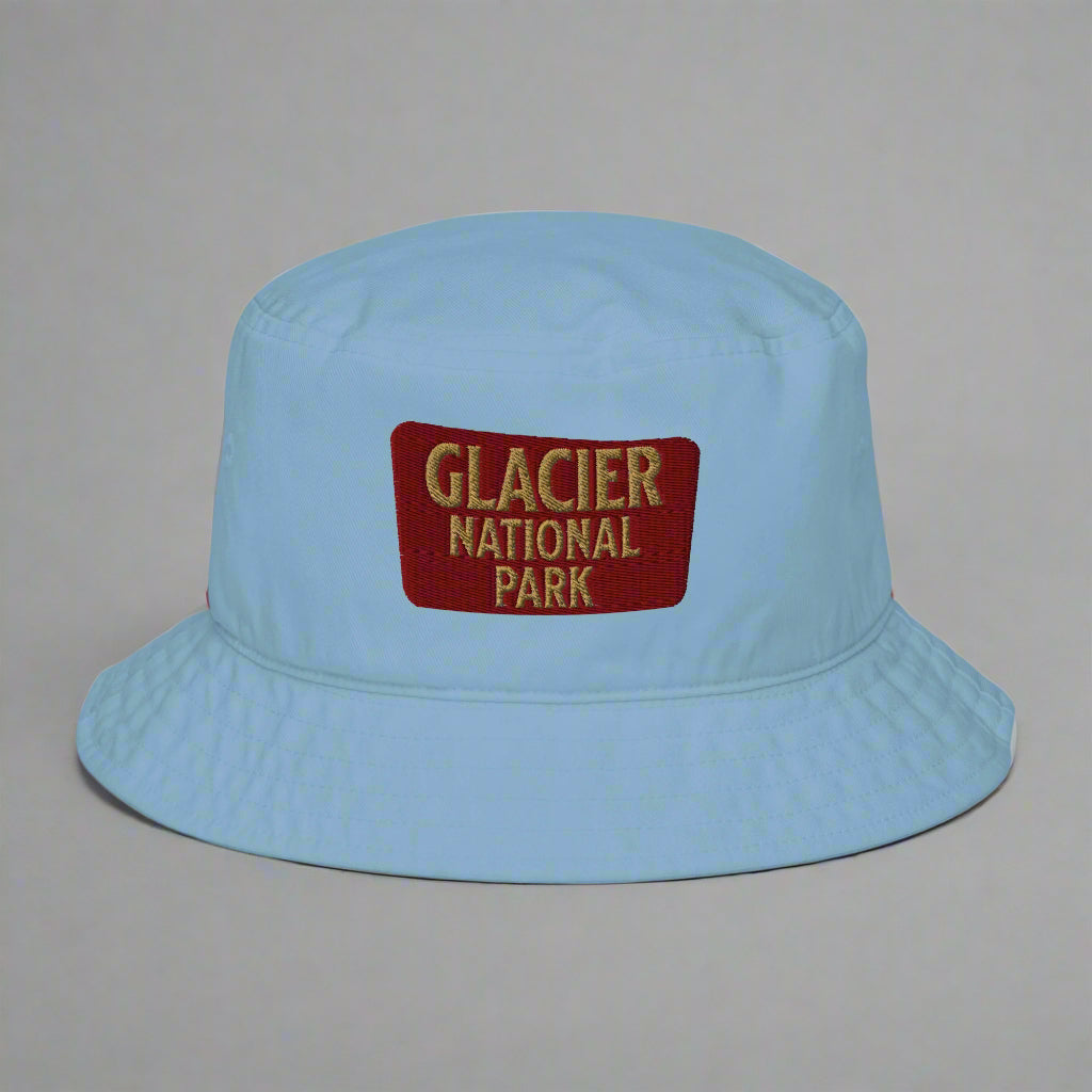 Glacier National Park Sign Organic Embroidered Bucket Hat