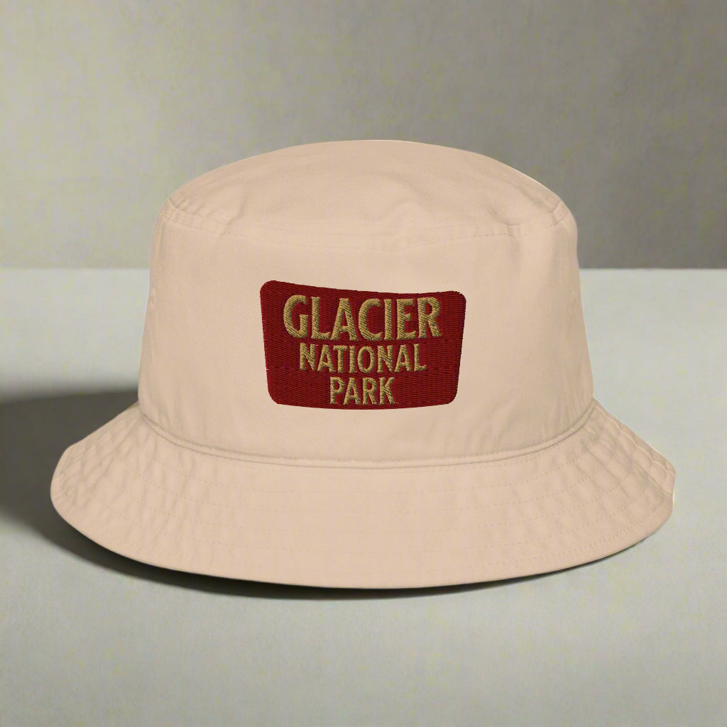 Glacier National Park Sign Organic Embroidered Bucket Hat