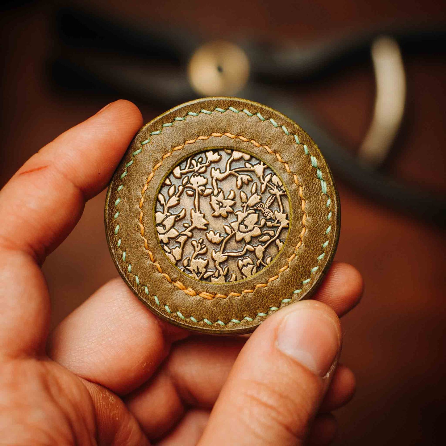 Round Coin Holder - Peso Pocket v2 | Challenge Coin Case | Handcrafted Leather