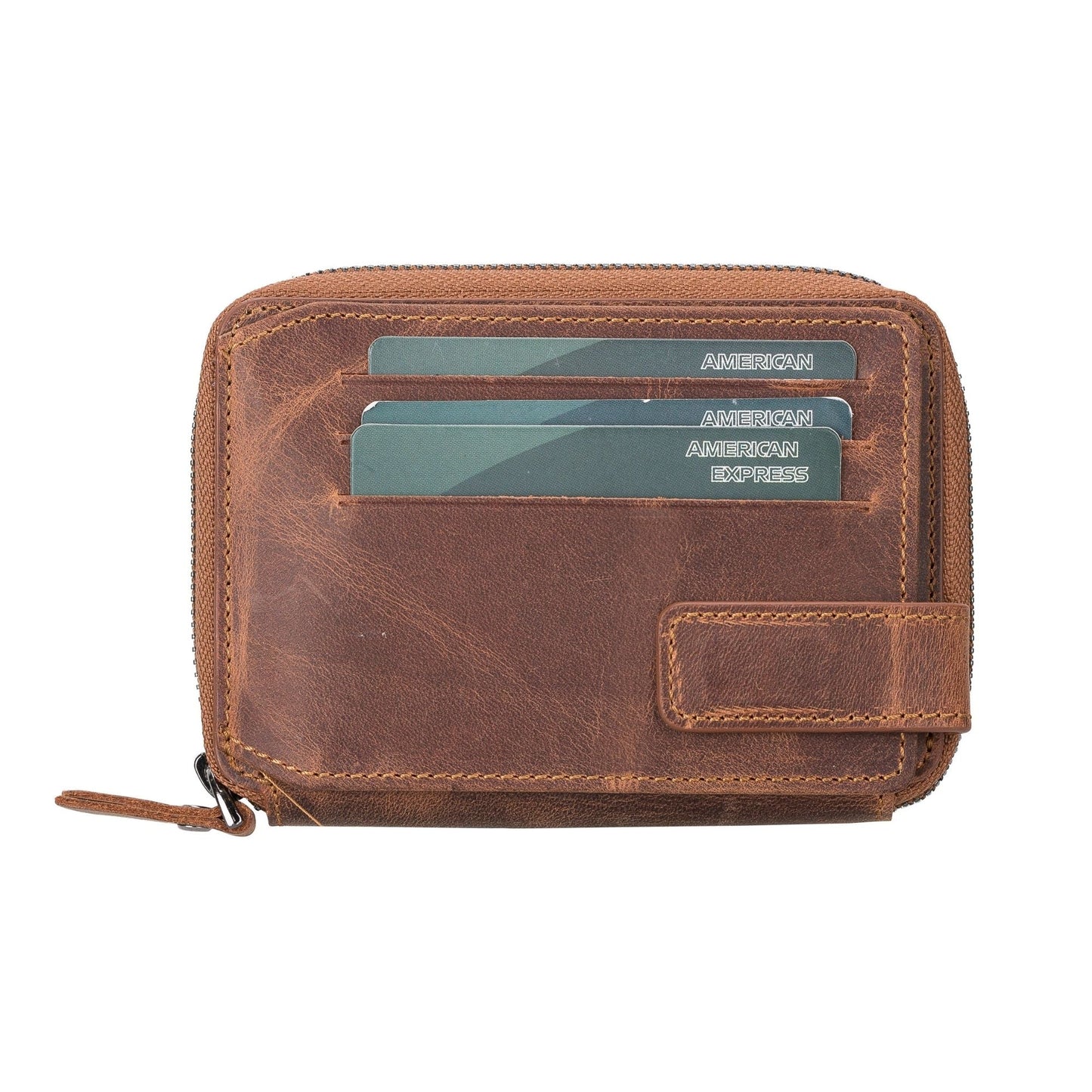 Powell Handmade Unisex Leather Wallet with Zippered Compartment