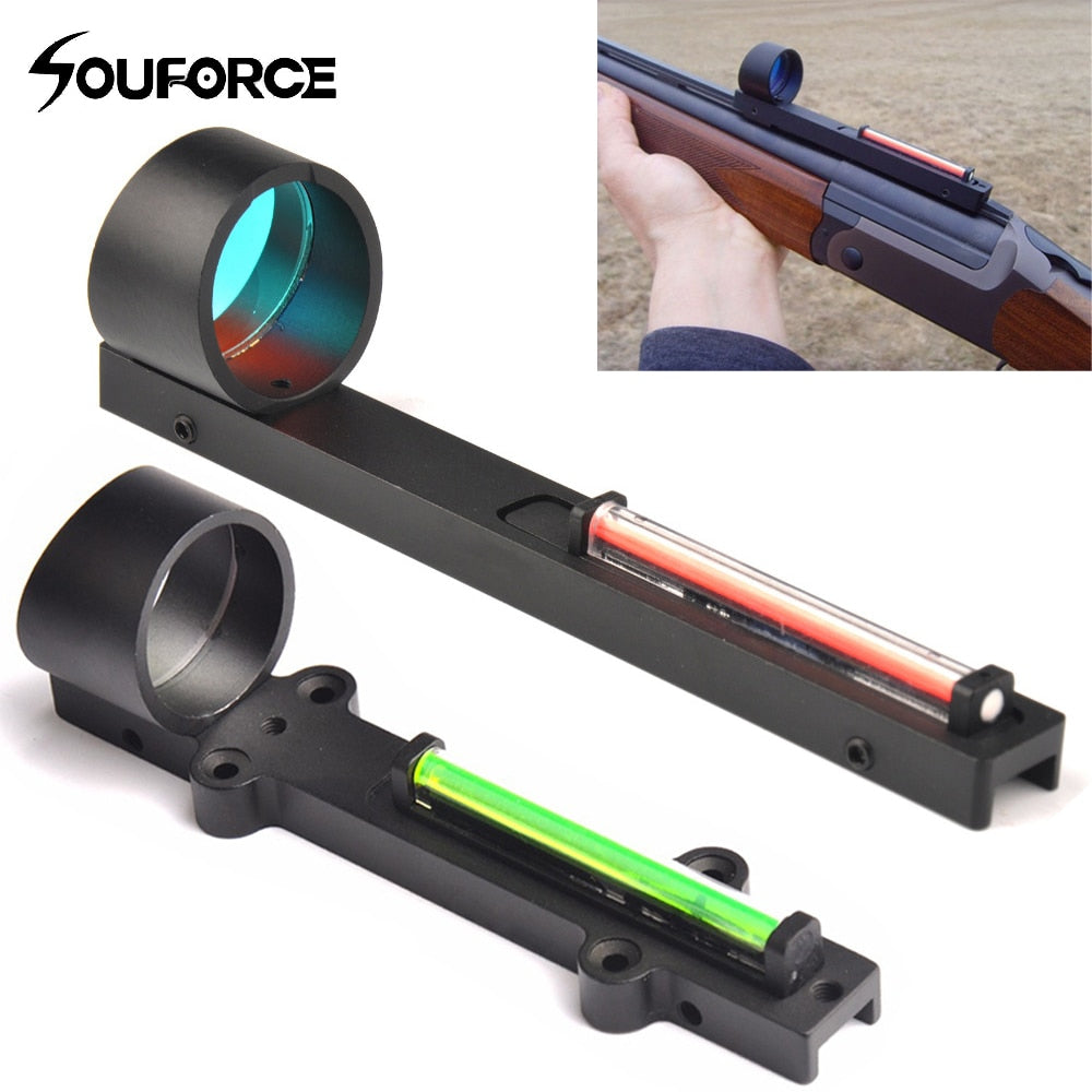 Tactical Red Green Fiber Red Green Dot Sight Scope Holographic Sight Fit Shotgun Rib Rail Hunting Shooting