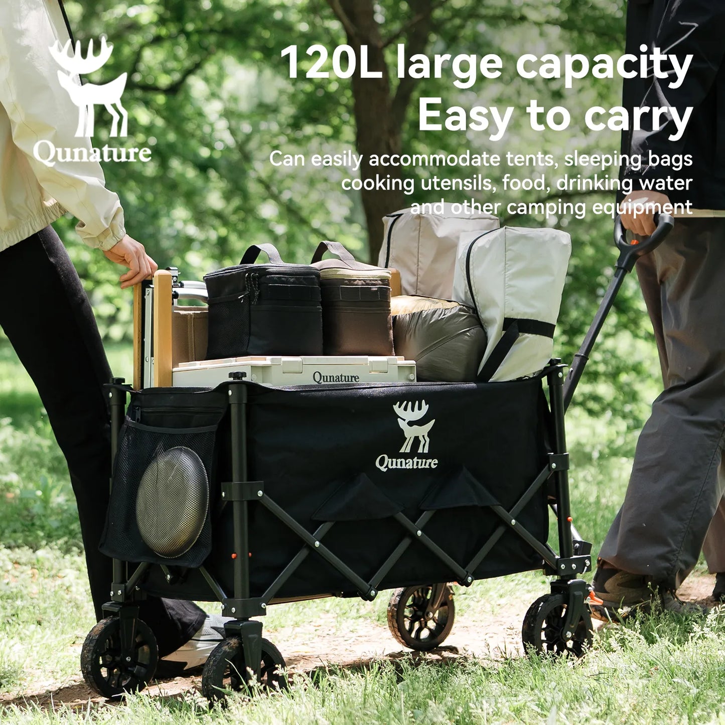 220lbs Foldable Utility Wagon with 360° Swivel Wheels