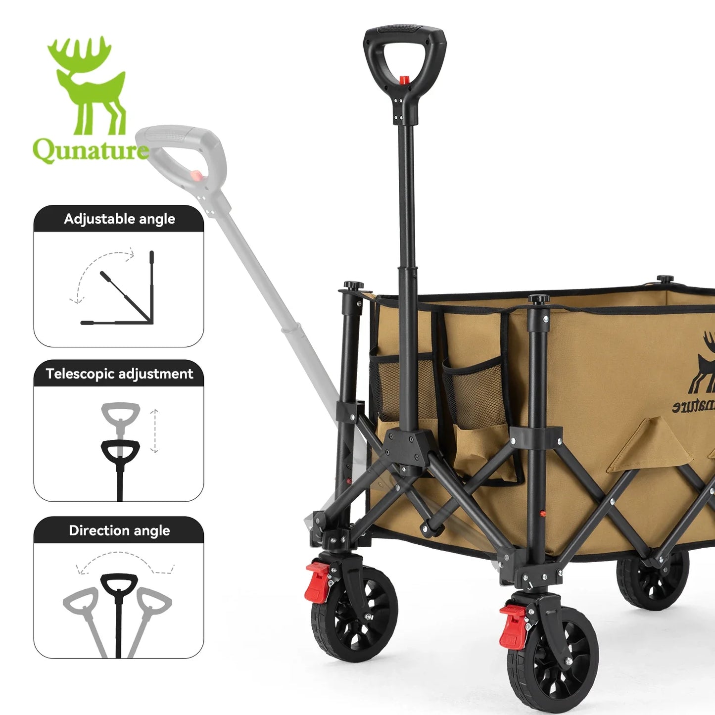 220lbs Foldable Utility Wagon with 360° Swivel Wheels