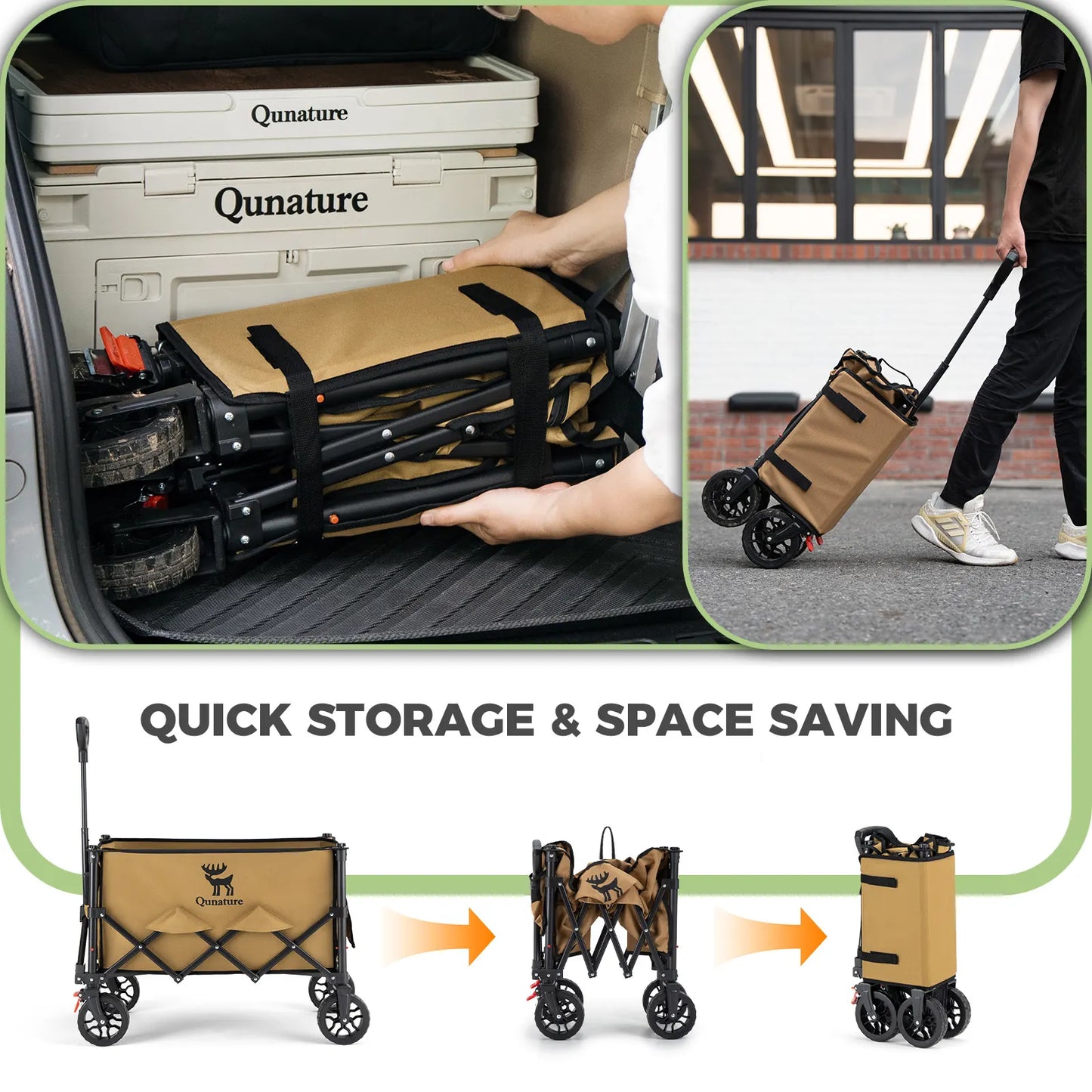 220lbs Foldable Utility Wagon with 360° Swivel Wheels