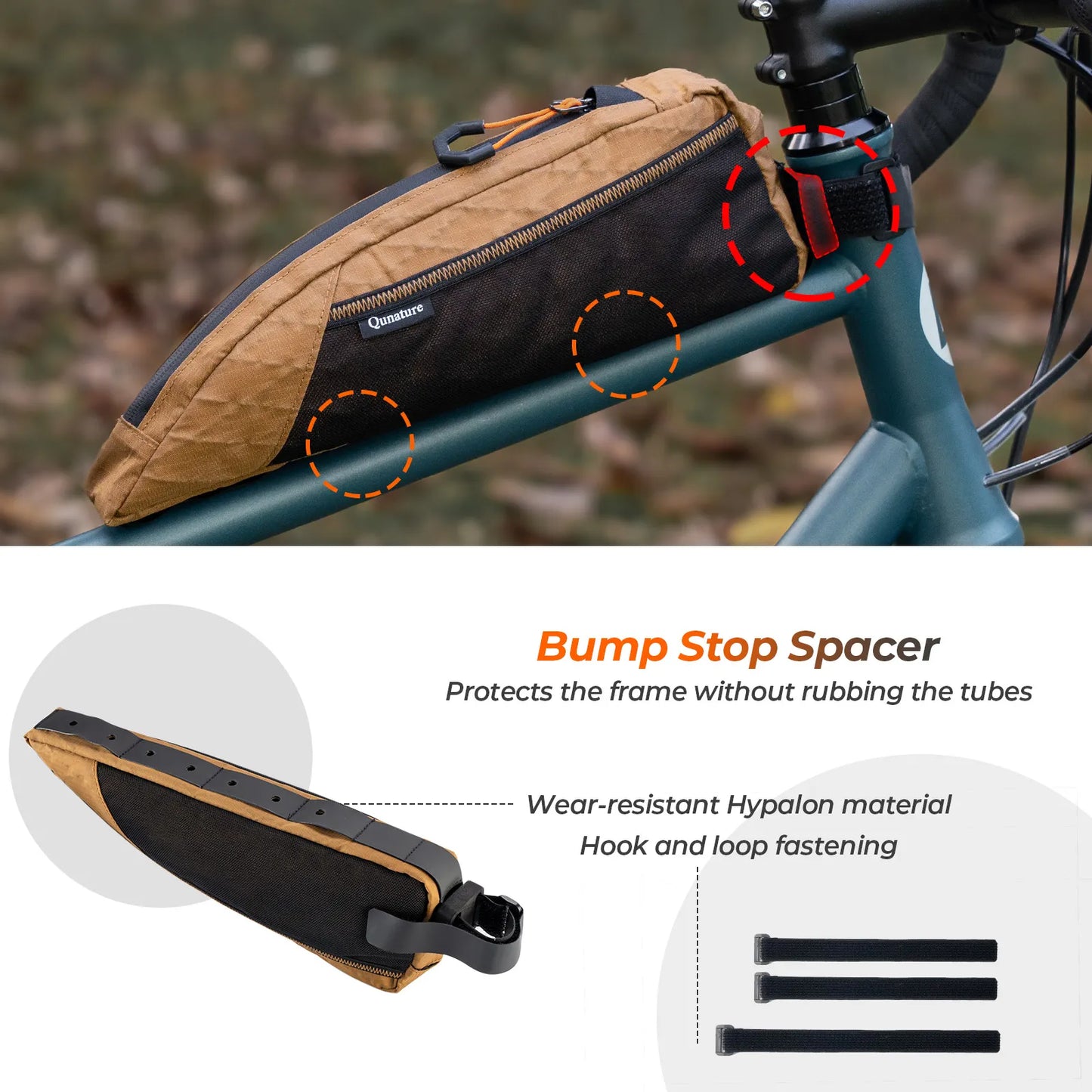 Water-repellent Top Tube Bag for Bikepacking 1L