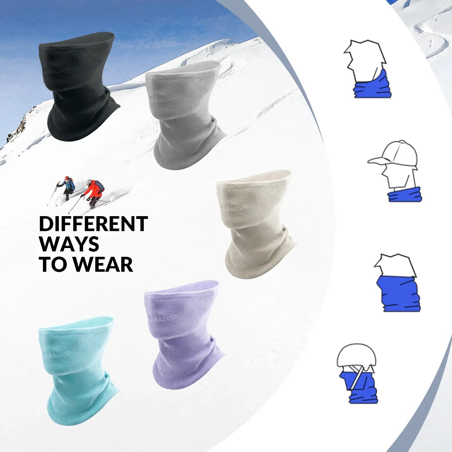 Double-Sided Fleece Integrated Face and Neck Warmer for Ultra Comfort