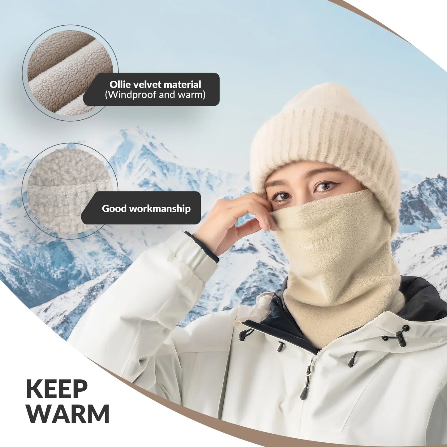 Double-Sided Fleece Integrated Face and Neck Warmer for Ultra Comfort