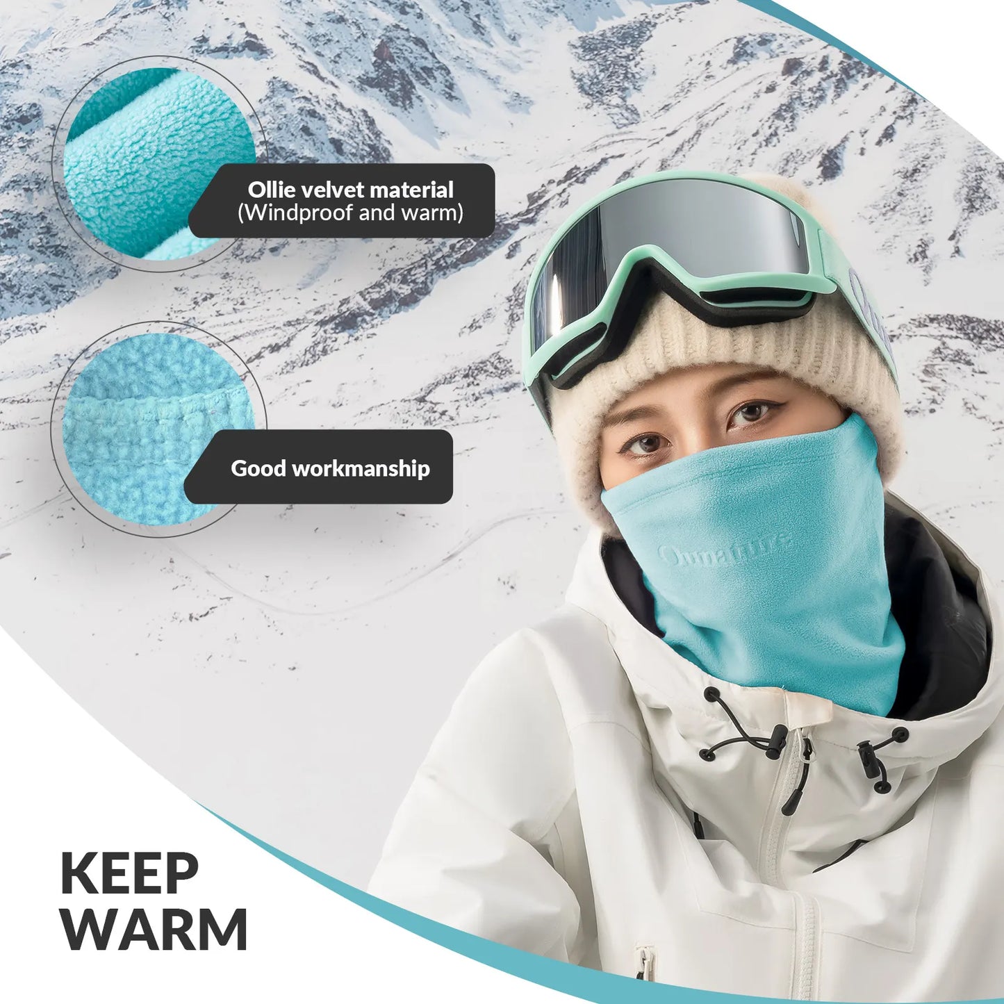 Double-Sided Fleece Integrated Face and Neck Warmer for Ultra Comfort