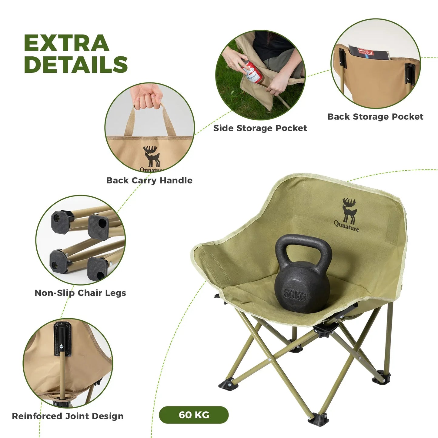 Folding Carbon Steel Camping Chair - Adult & Kids Sizes