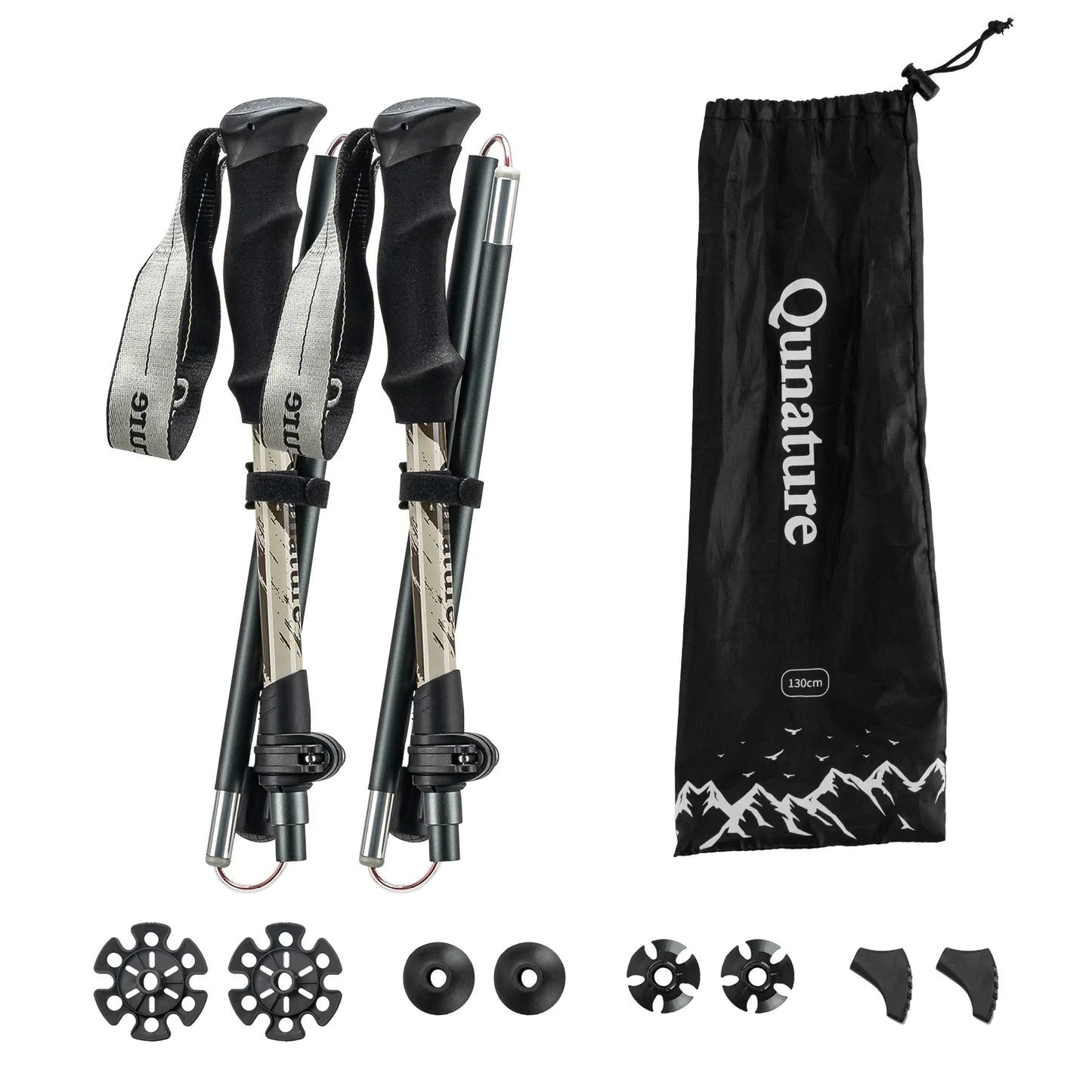 Foldable Lightweight Aluminum Trekking Pole with Adjustable Height and Grip