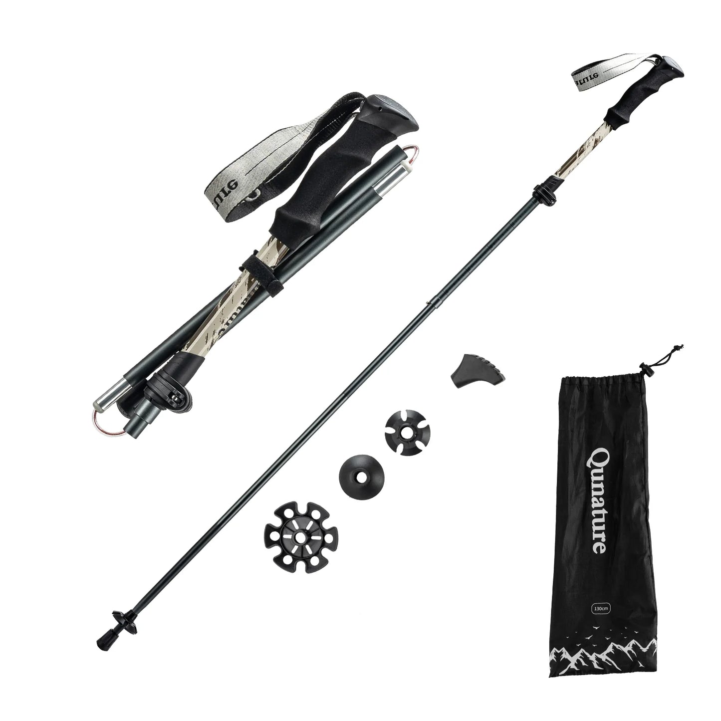 Foldable Lightweight Aluminum Trekking Pole with Adjustable Height and Grip
