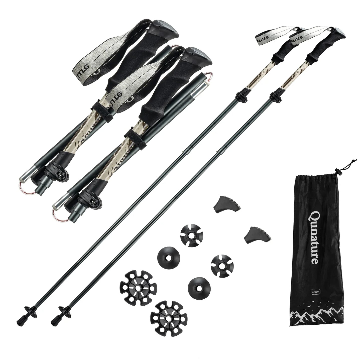Foldable Lightweight Aluminum Trekking Pole with Adjustable Height and Grip