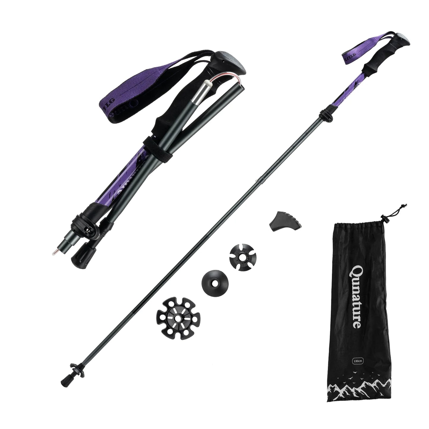 Foldable Lightweight Aluminum Trekking Pole with Adjustable Height and Grip