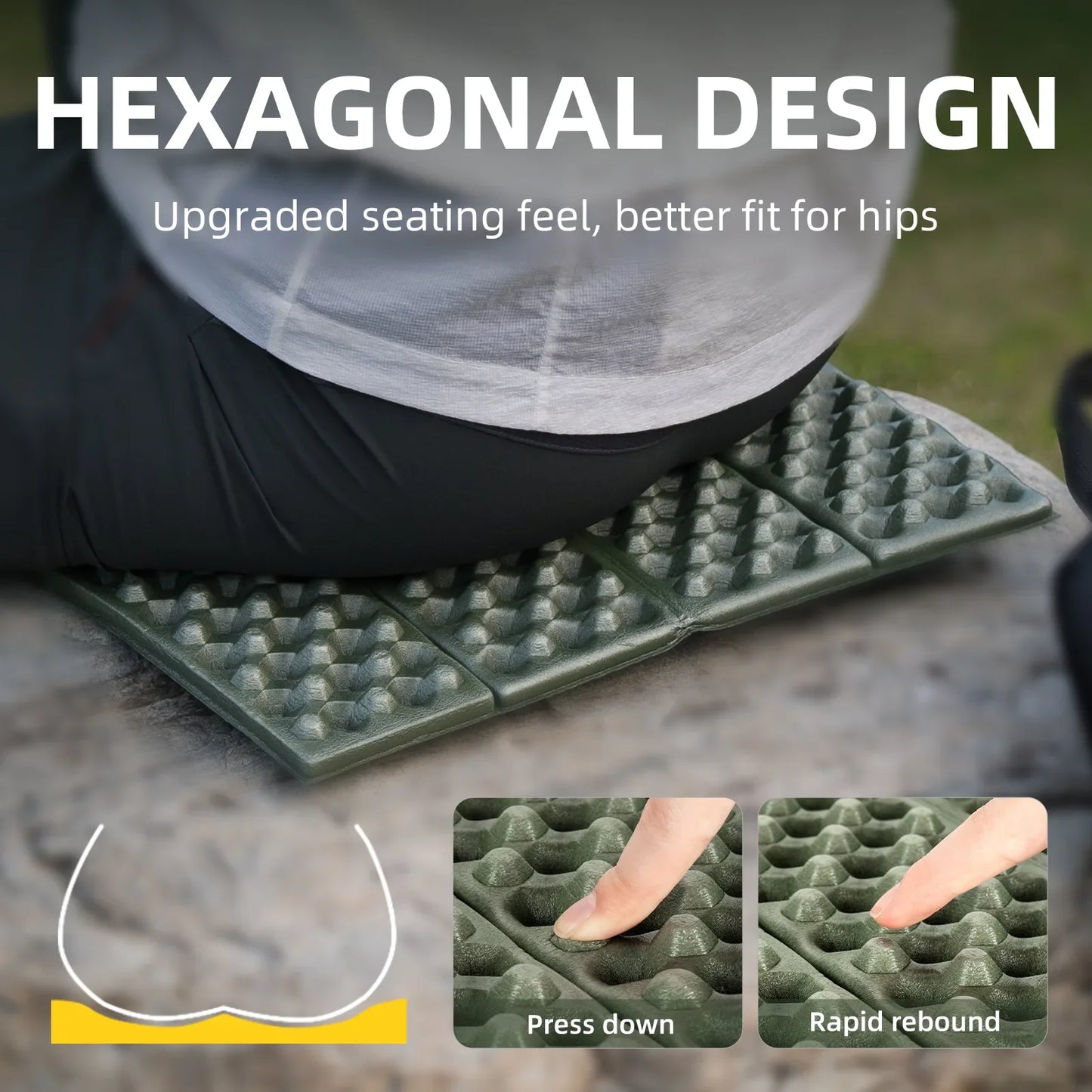 Folding Seat Pad Mat with Foam for Hiking & Camping,  Lightweight & Portable