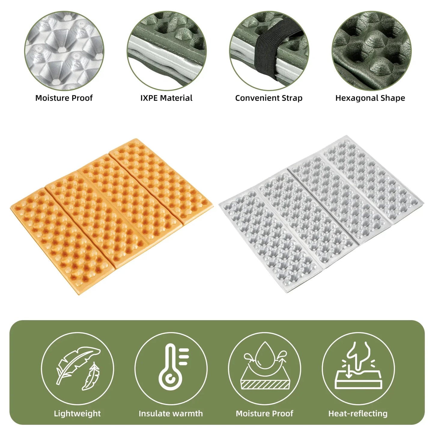 Folding Seat Pad Mat with Foam for Hiking & Camping,  Lightweight & Portable