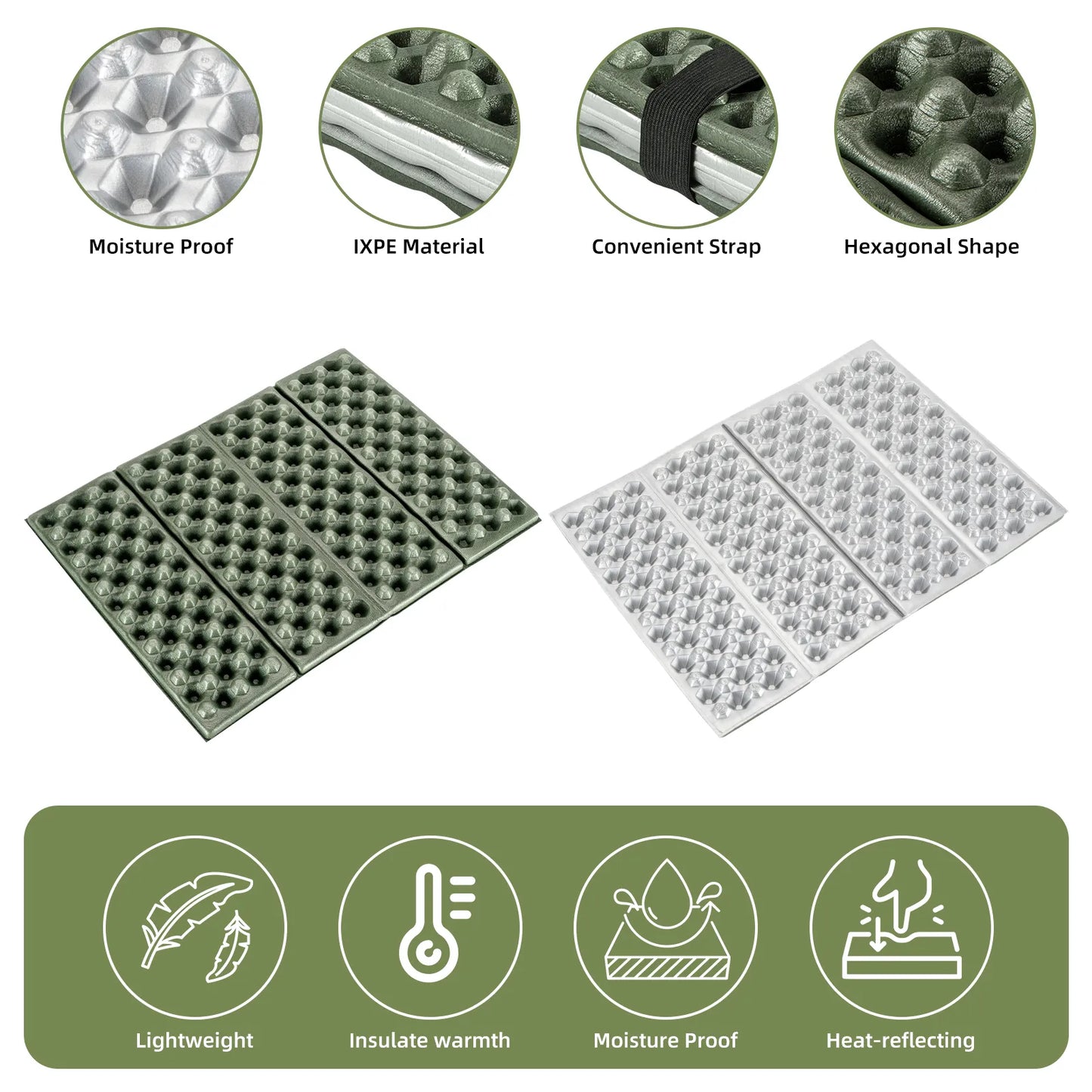 Folding Seat Pad Mat with Foam for Hiking & Camping,  Lightweight & Portable