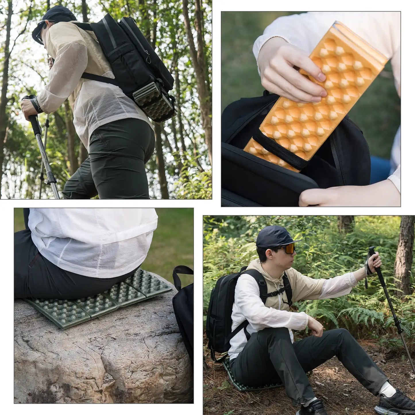 Folding Seat Pad Mat with Foam for Hiking & Camping,  Lightweight & Portable