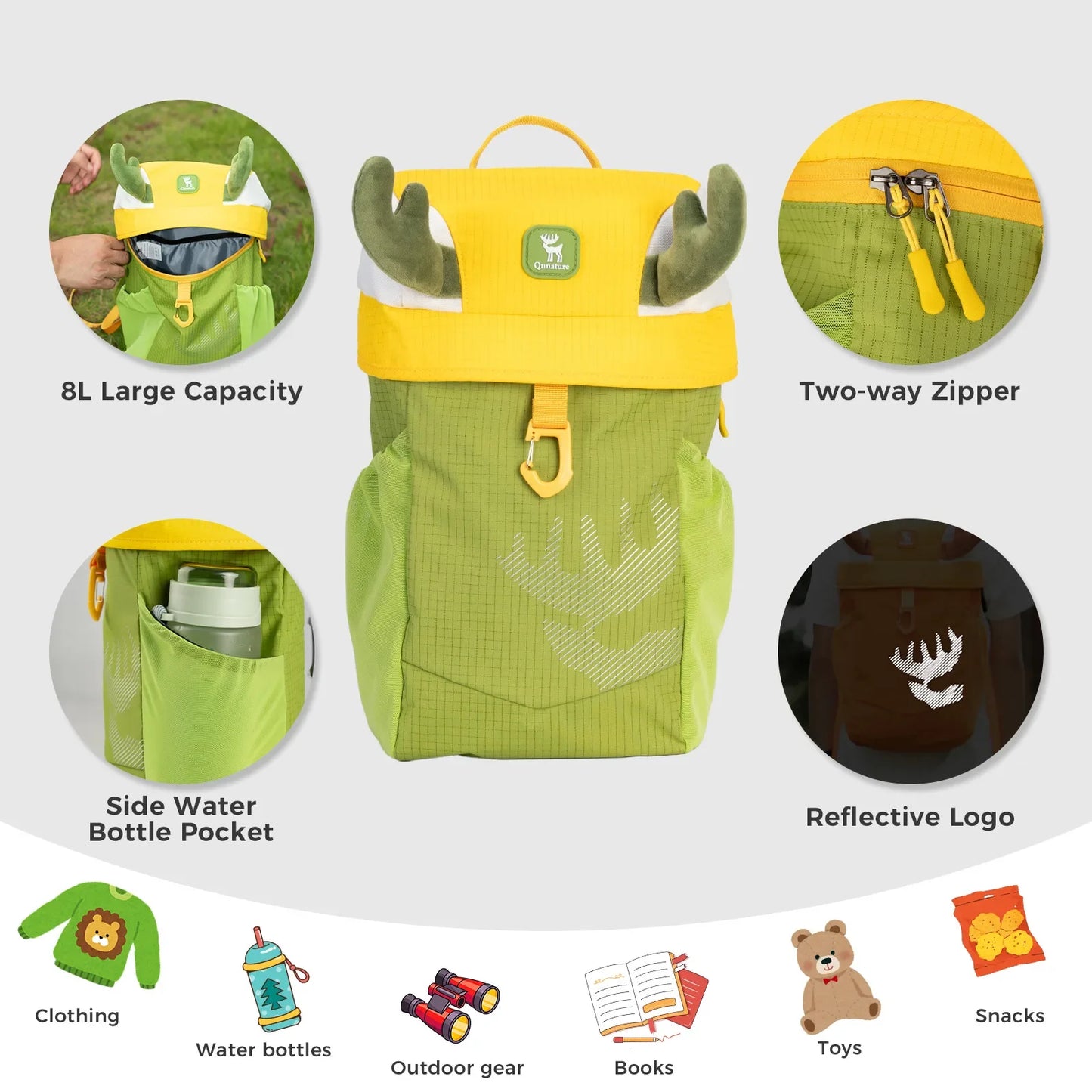 Kids Water-Repellent Hiking Backpack 8L