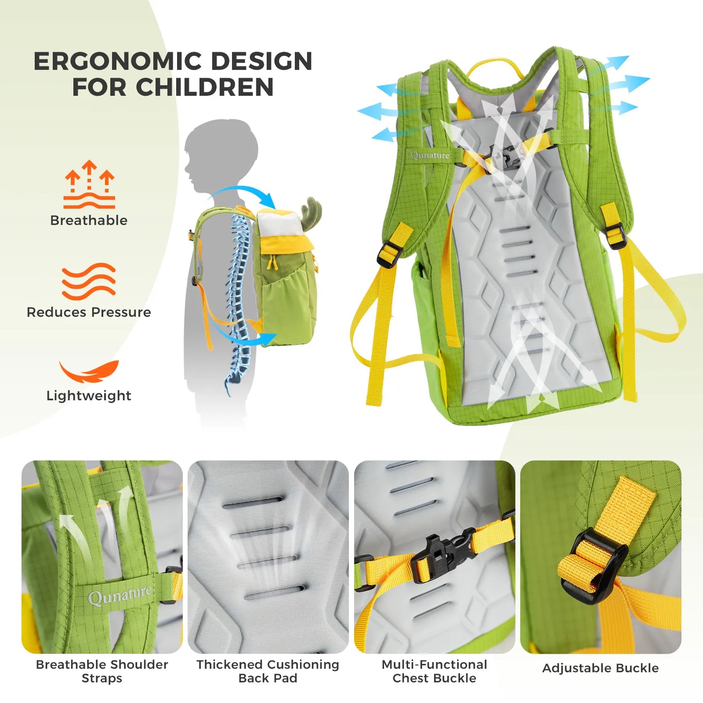 Kids Water-Repellent Hiking Backpack 8L