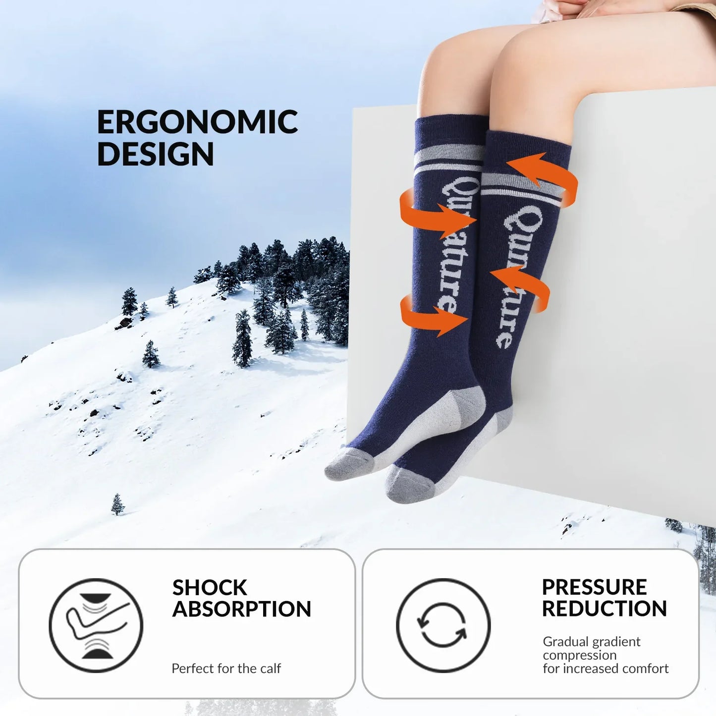 Kids Wool Blend Ski Socks, Cold Weather Knee-high Warm Socks for Winter