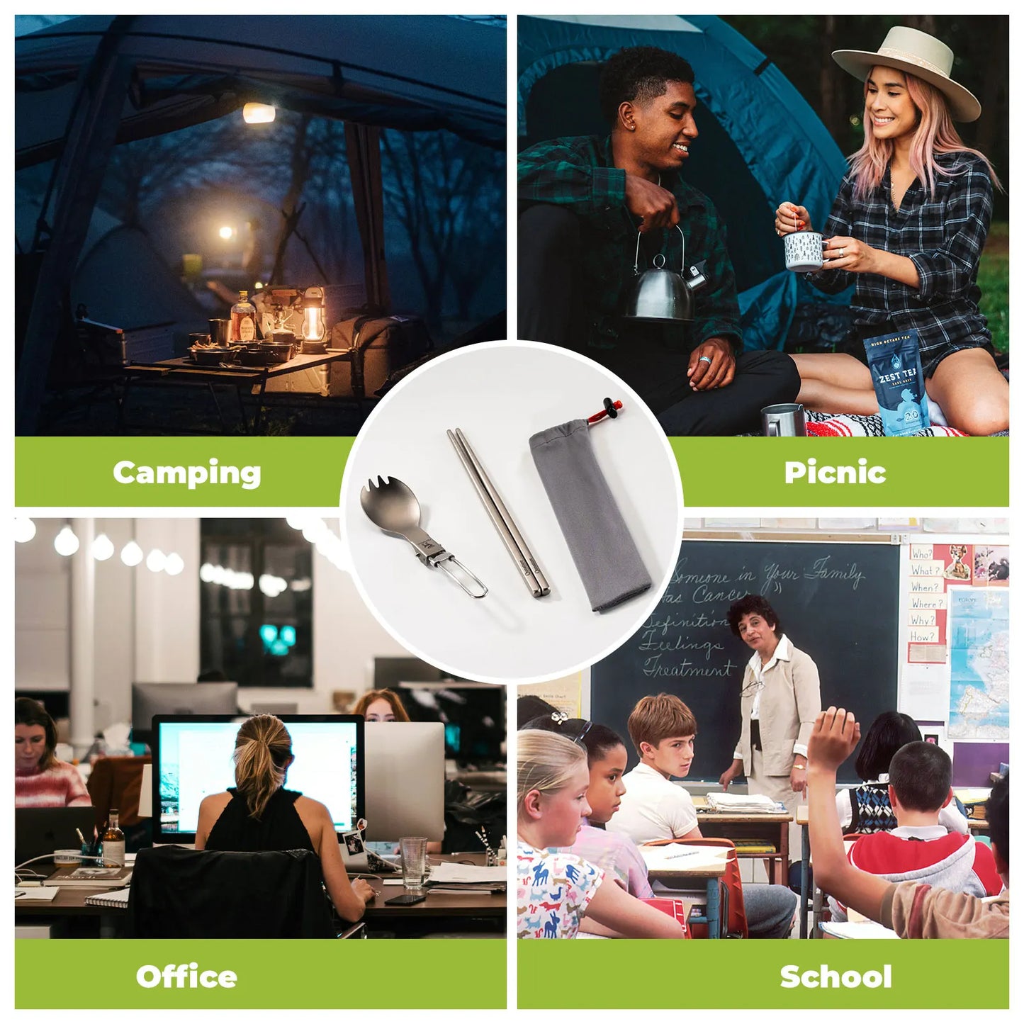 Lightweight Titanium 3-in-1 Tableware Set