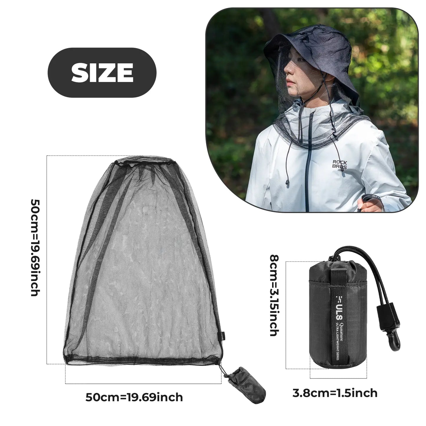 Mosquito Head Net Mesh for Hiking & Outdoors