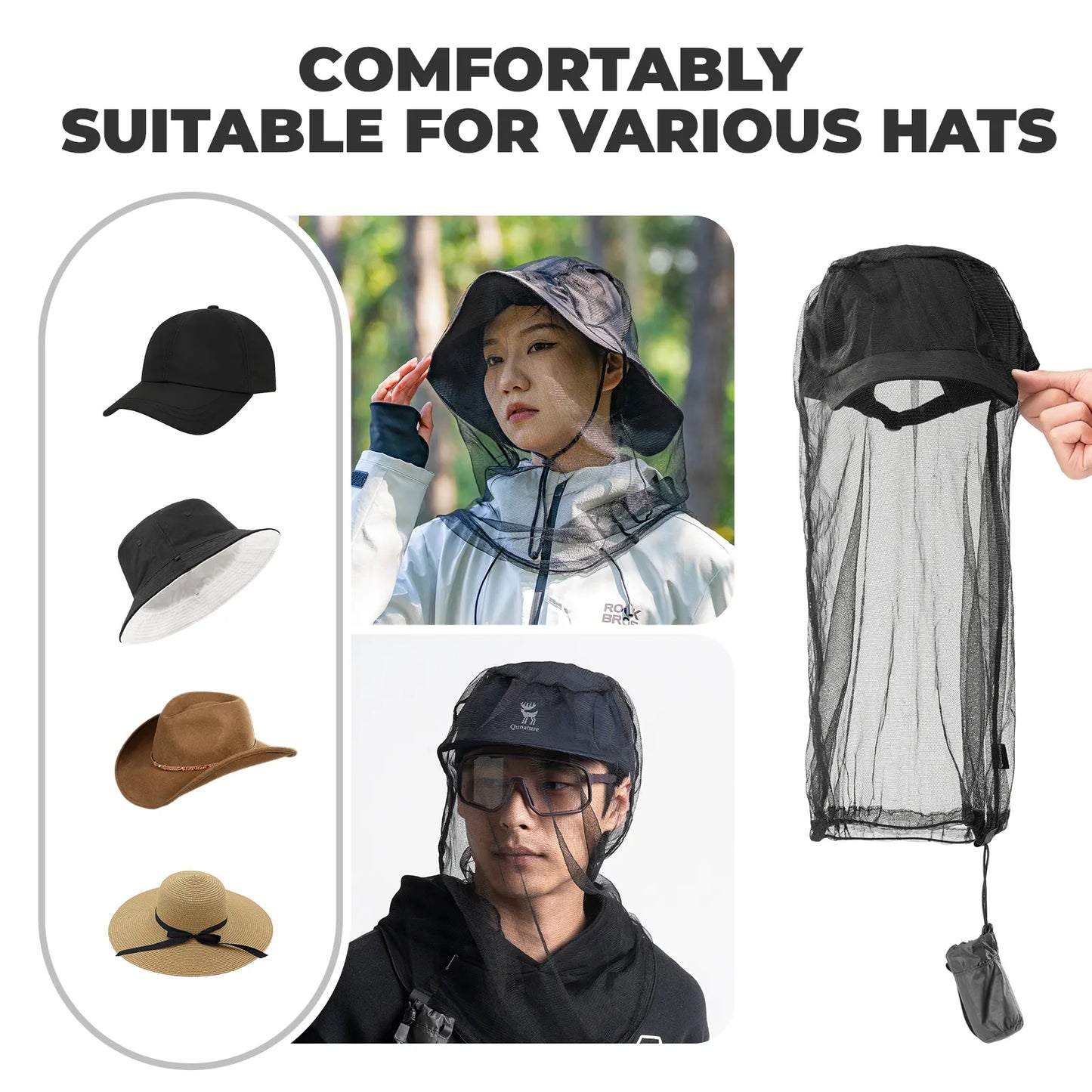 Mosquito Head Net Mesh for Hiking & Outdoors