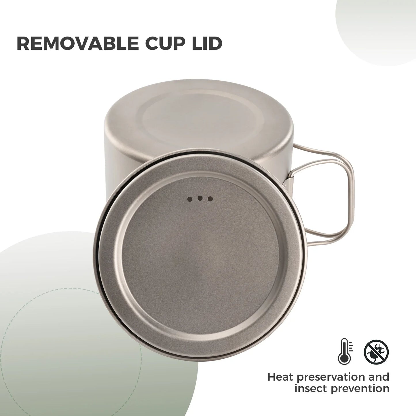 Titanium Hanging Cup With Short Handle 1100ml