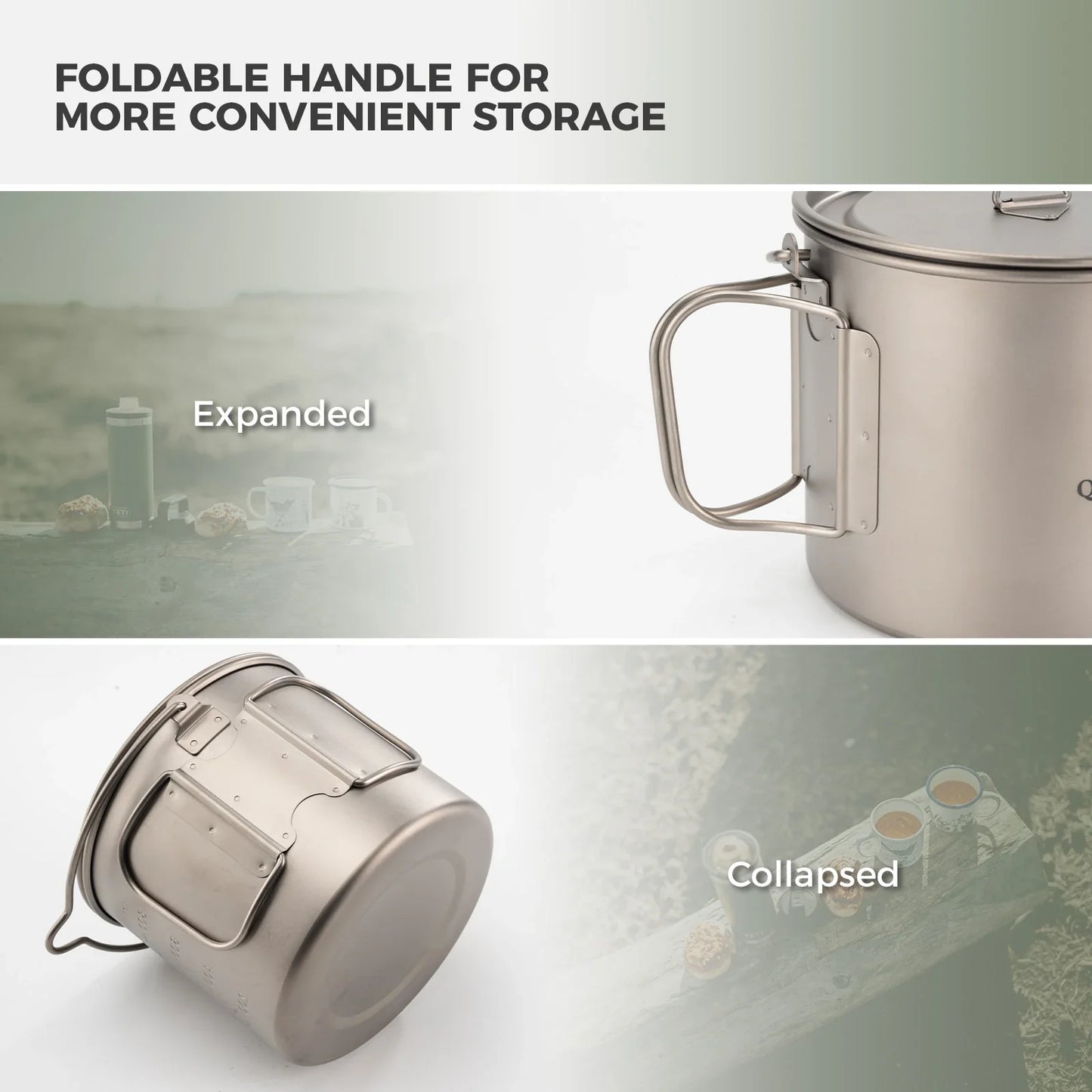 Titanium Hanging Cup With Short Handle 1100ml