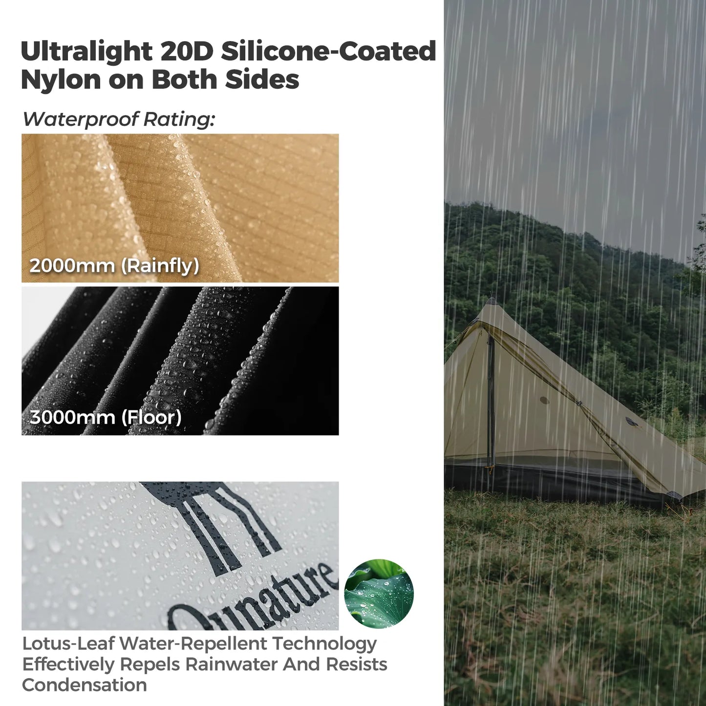 Ultralight Tent Rodless Rainproof Easy Setup for Outdoor Camping