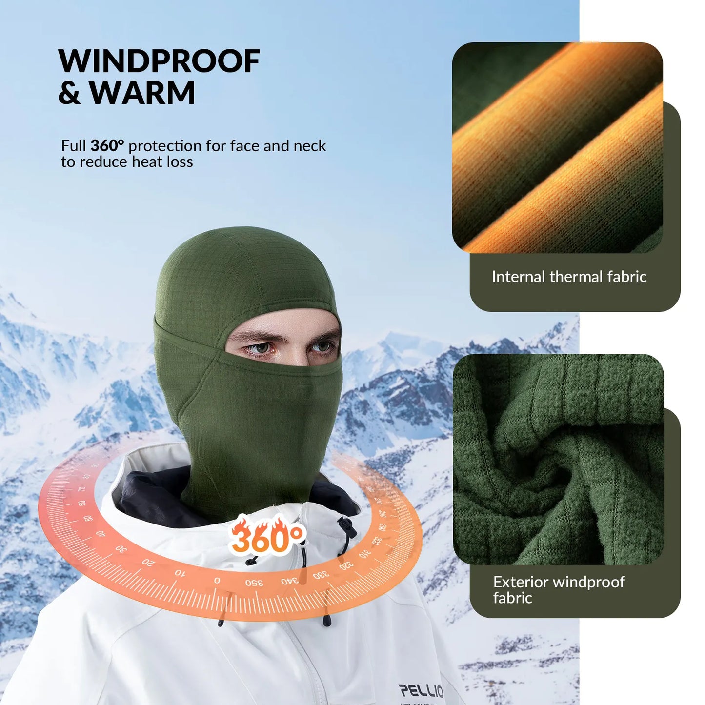 Waffle Grid Hooded Mask with Full-Face Cold Protection & Comfort Fit