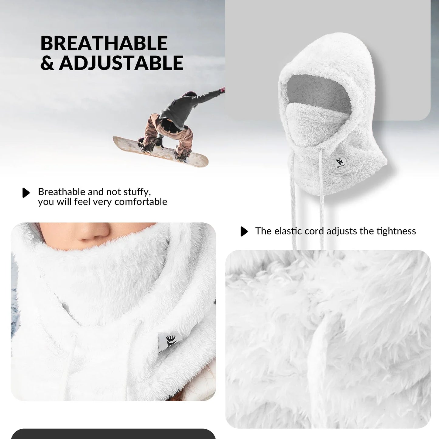 Ski Head Cover with Adjustable Ventilation and Detachable Liner for Winter Sports