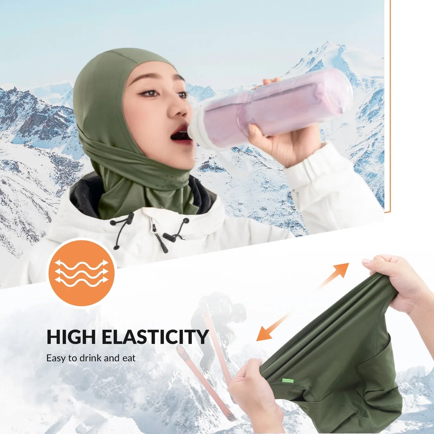 Lycra Ski Headgear with Thermal Mask for Cold-Weather Sports