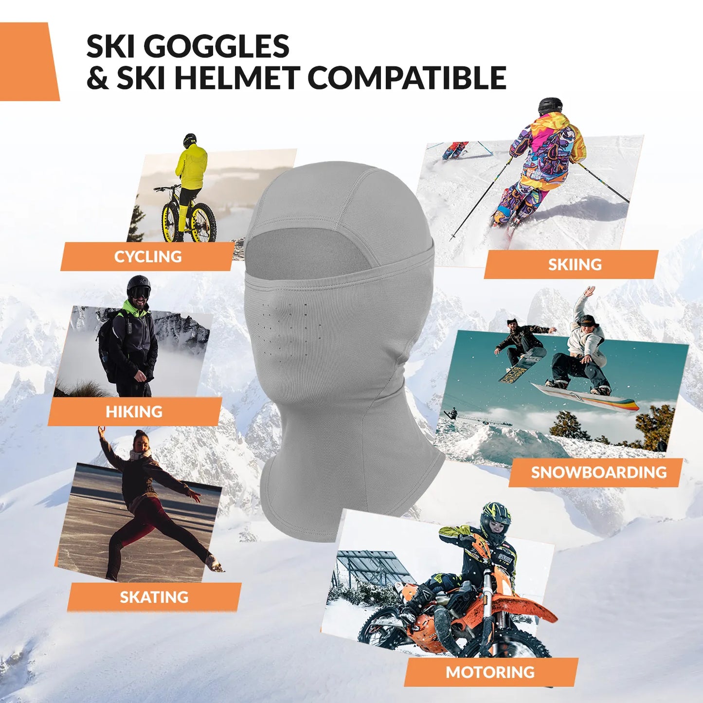 Lycra Ski Headgear with Thermal Mask for Cold-Weather Sports
