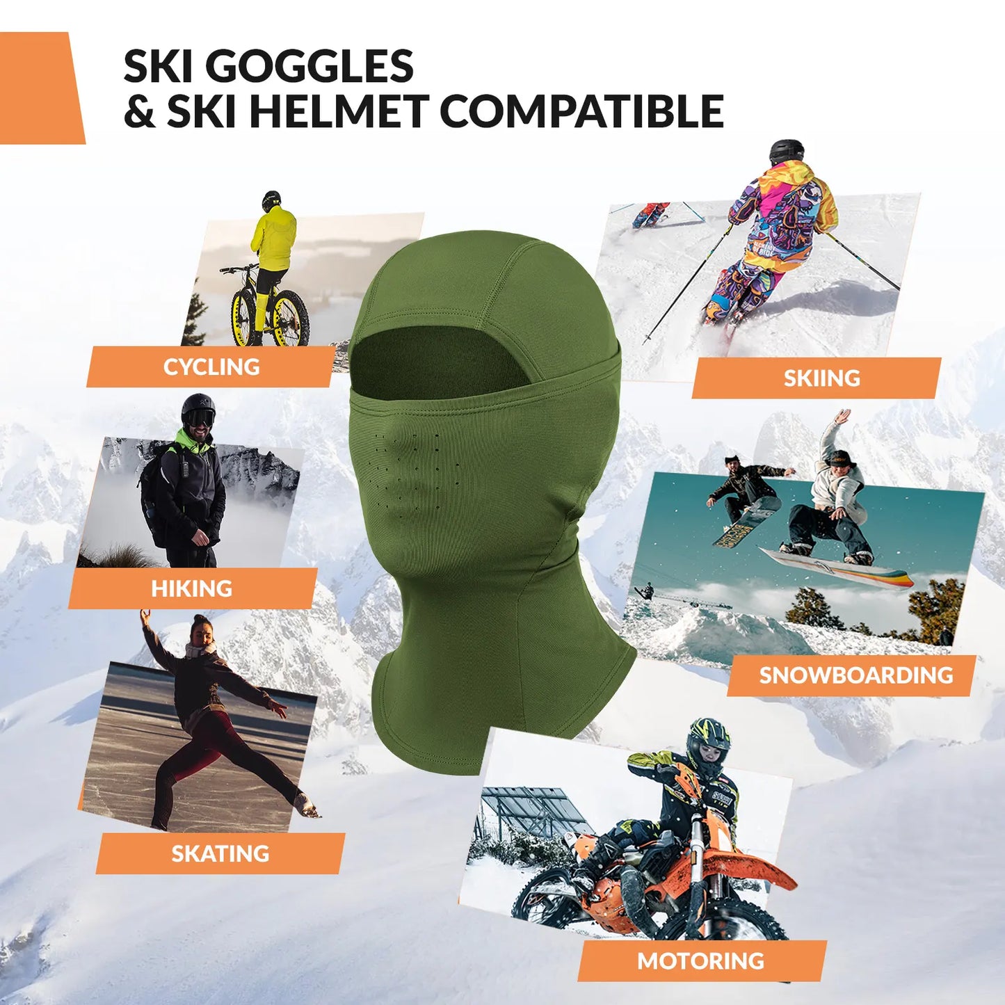 Lycra Ski Headgear with Thermal Mask for Cold-Weather Sports