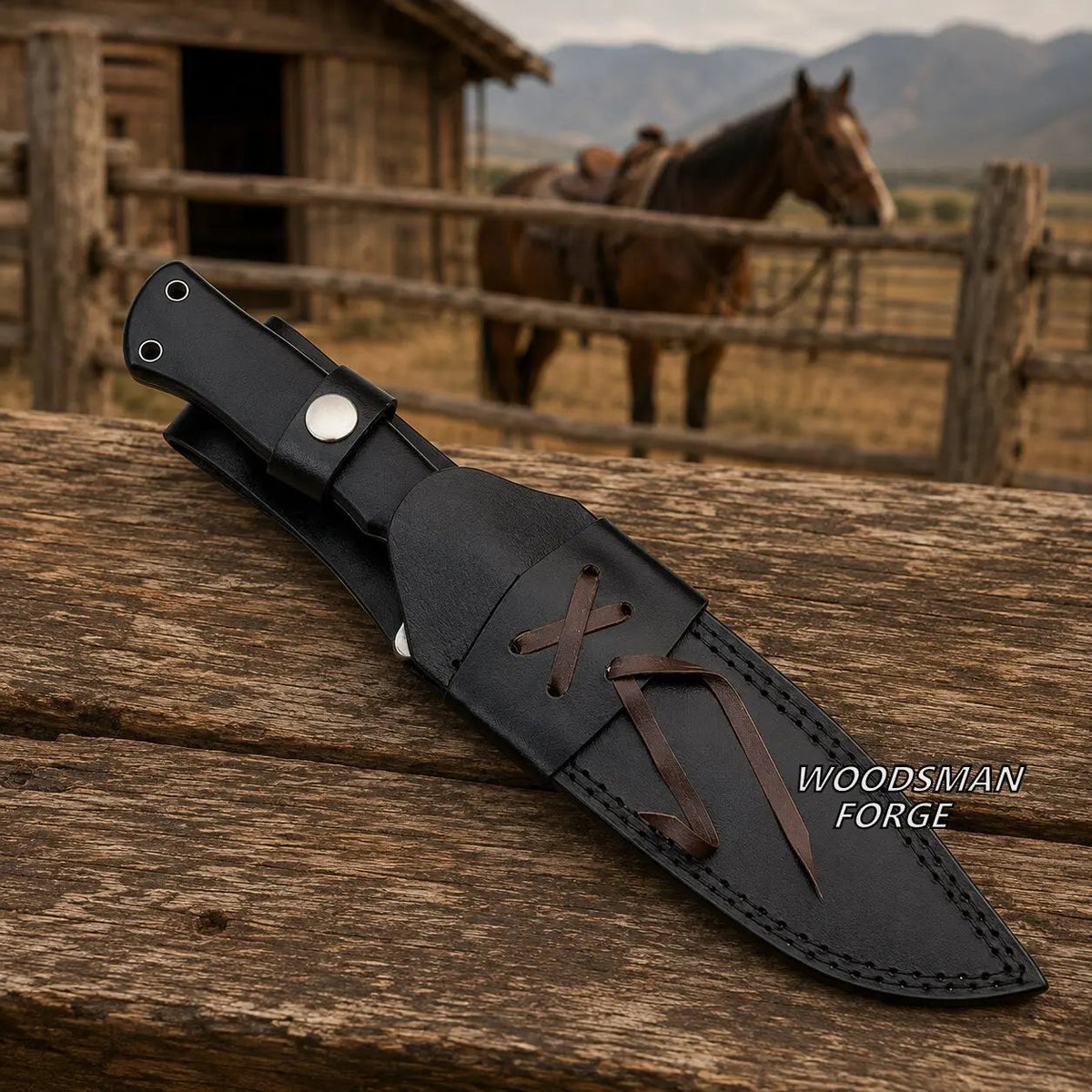 Ravenmark D2 Drop Point Bowie Knife – 13" D2 Steel, G10 Handle & Leather Sheath