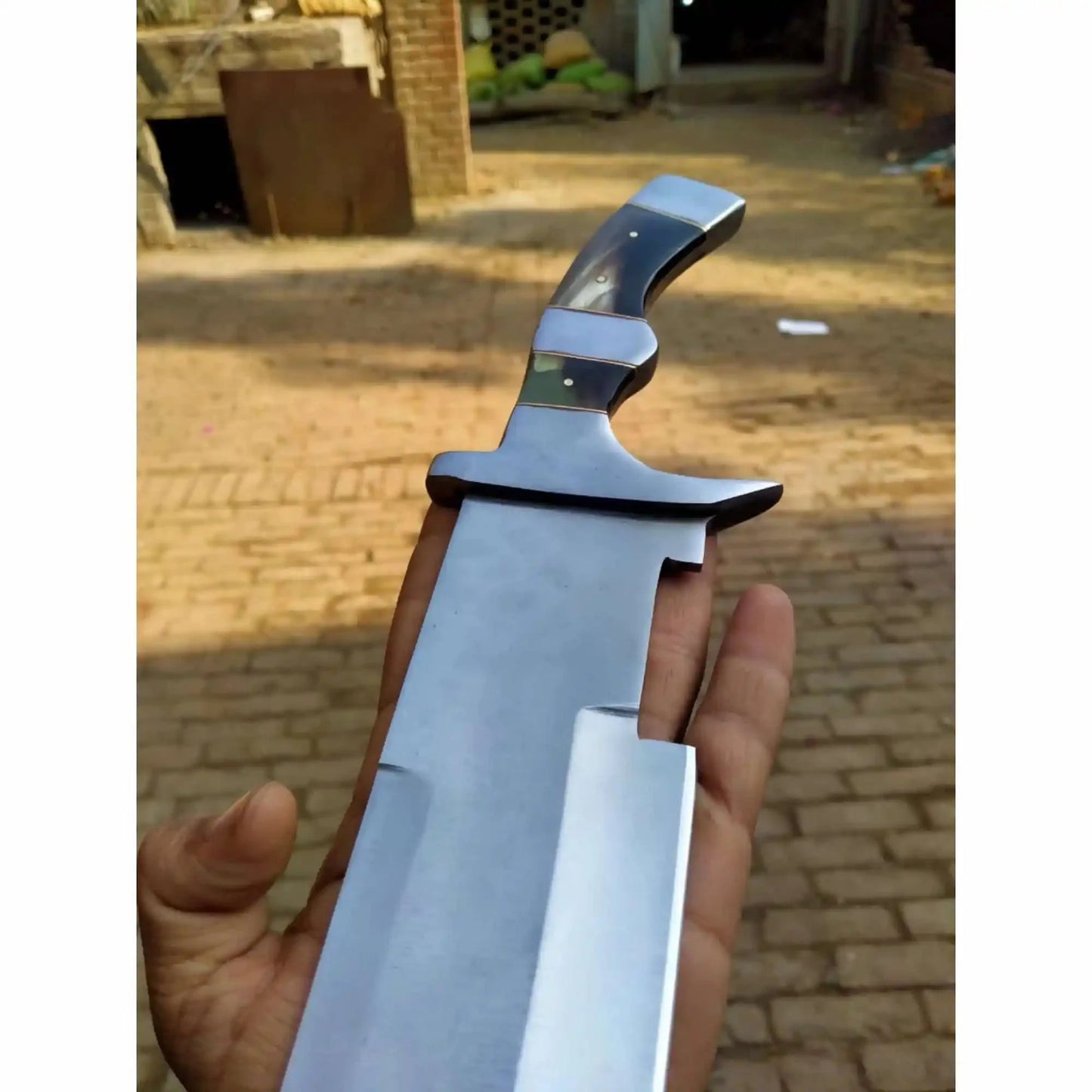 Recurved Clip Point Bowie Knife with Spanish Notch and Coffin-Influenced Handle