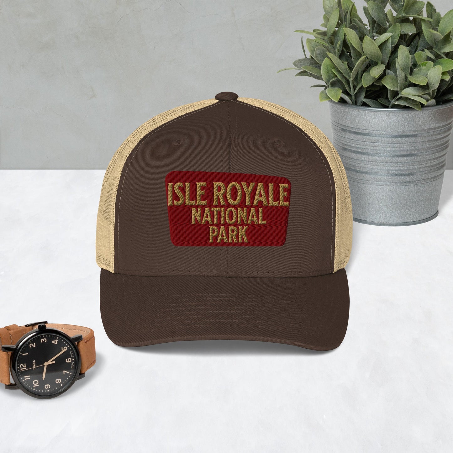 Isle Royale National Park Sign Embroidered Trucker Hat