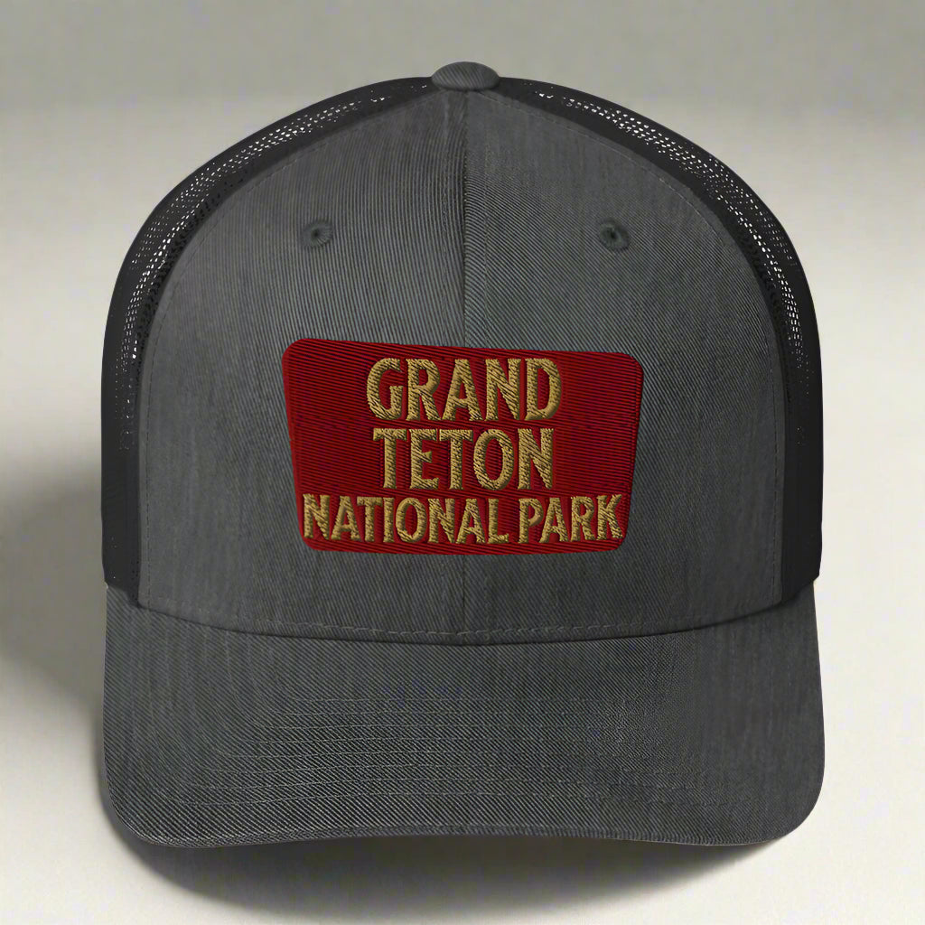 Grand Teton National Park Sign Embroidered Trucker Hat